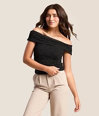 Polka Dot Off The Shoulder Top