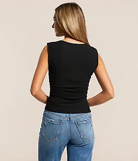 Ruched Square Neck Tank Top