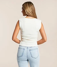 Ruched Square Neck Tank Top