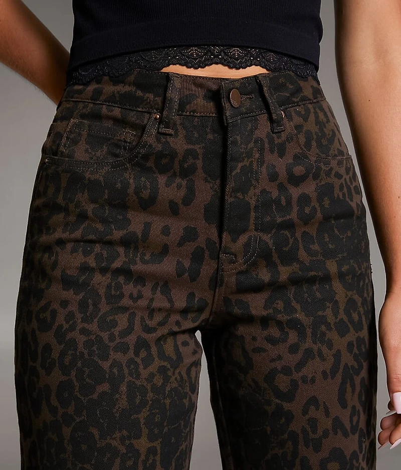 Billie Cheetah Wide Leg Stretch Jean