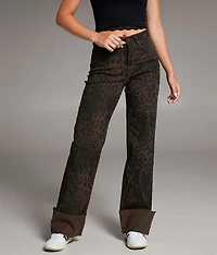 Billie Cheetah Wide Leg Stretch Jean