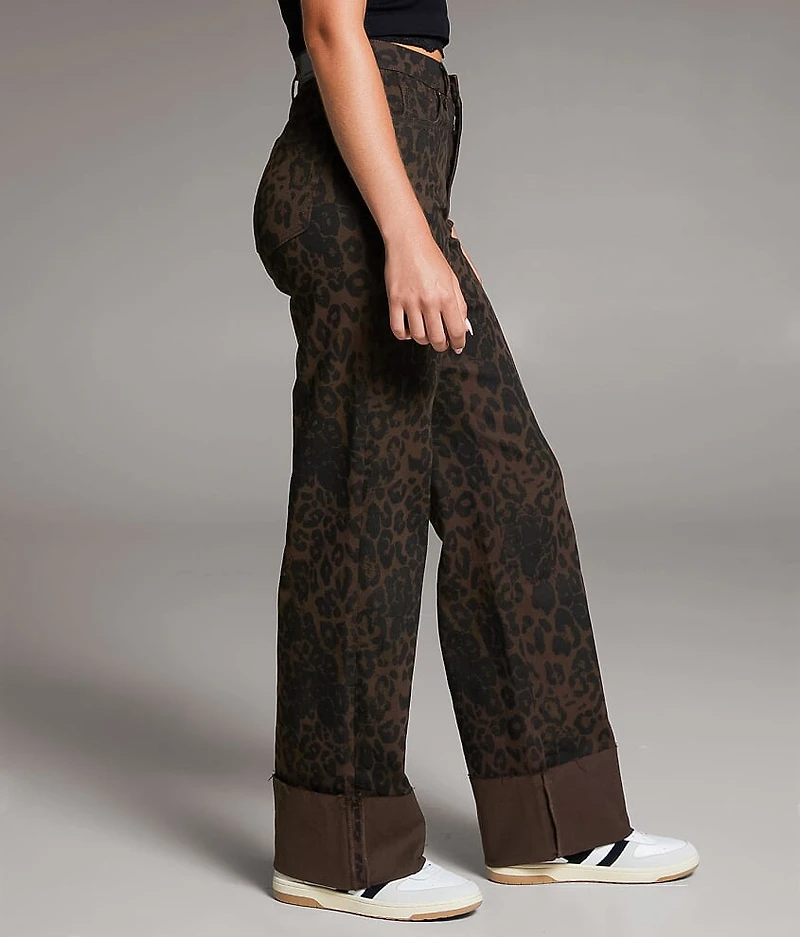 Billie Cheetah Wide Leg Stretch Jean