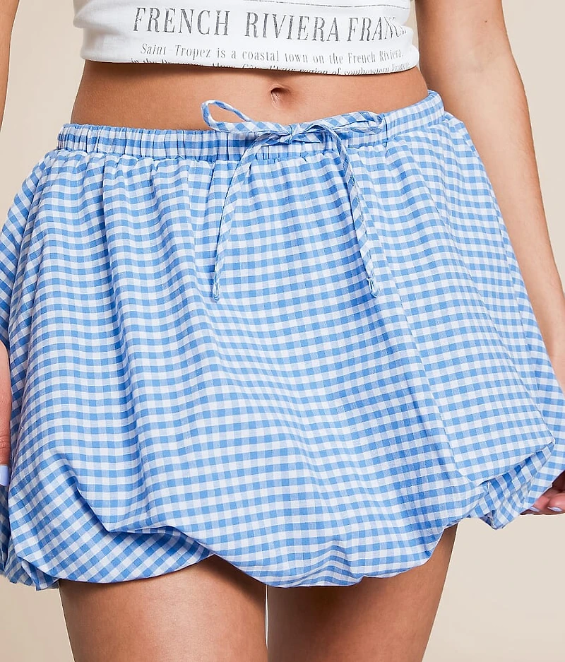 Gingham Bubble Mini Skirt
