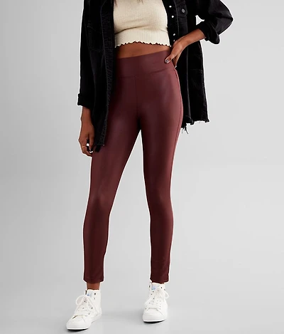 High Rise Faux Leather Stretch Legging