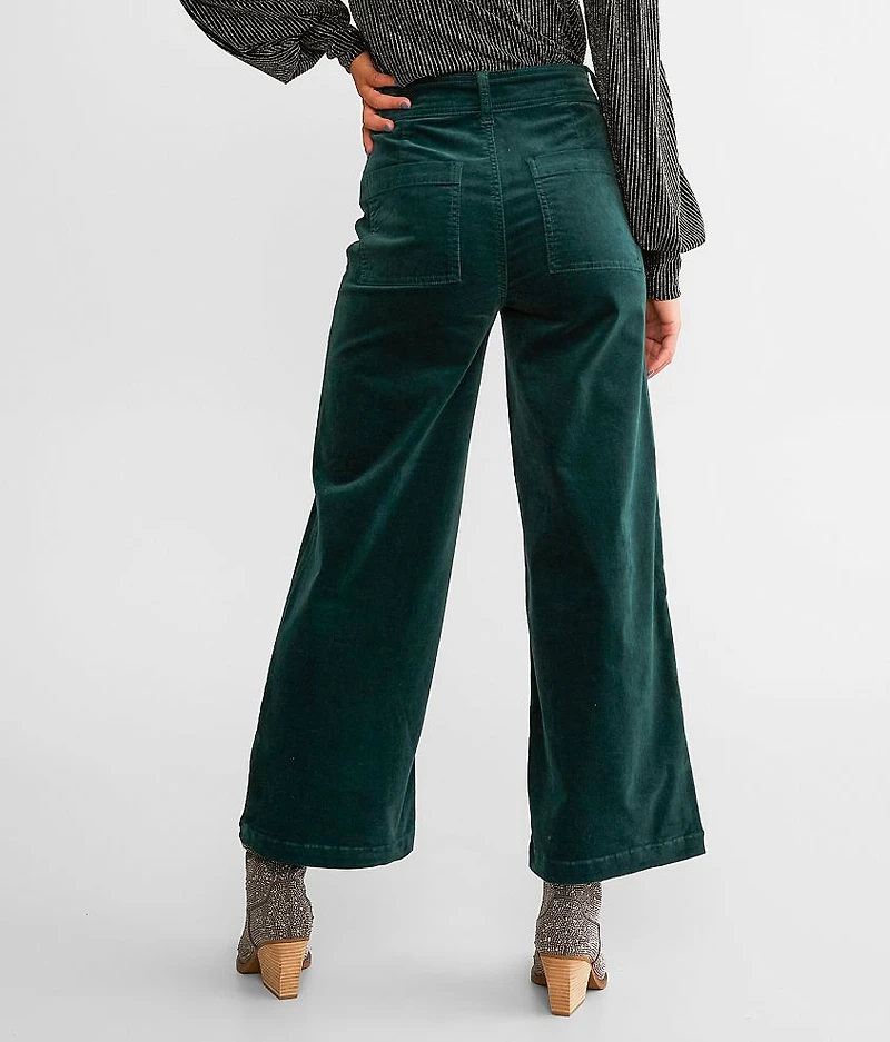High Rise Cropped Wide Leg Corduroy Pant