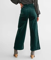 High Rise Cropped Wide Leg Corduroy Pant