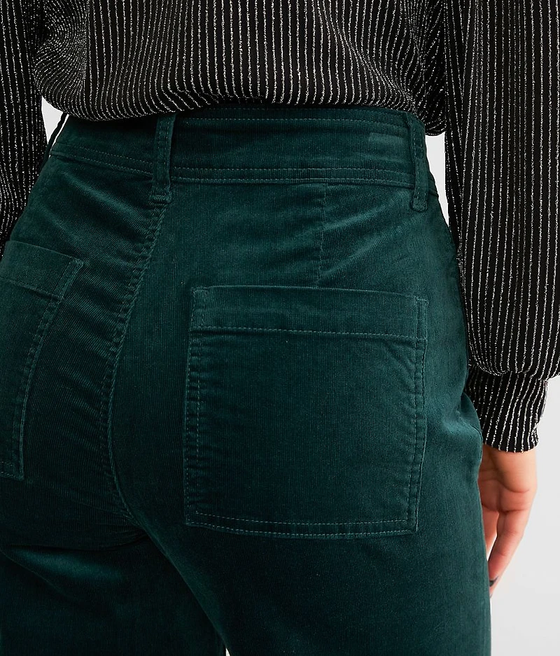 High Rise Cropped Wide Leg Corduroy Pant