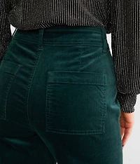 High Rise Cropped Wide Leg Corduroy Pant