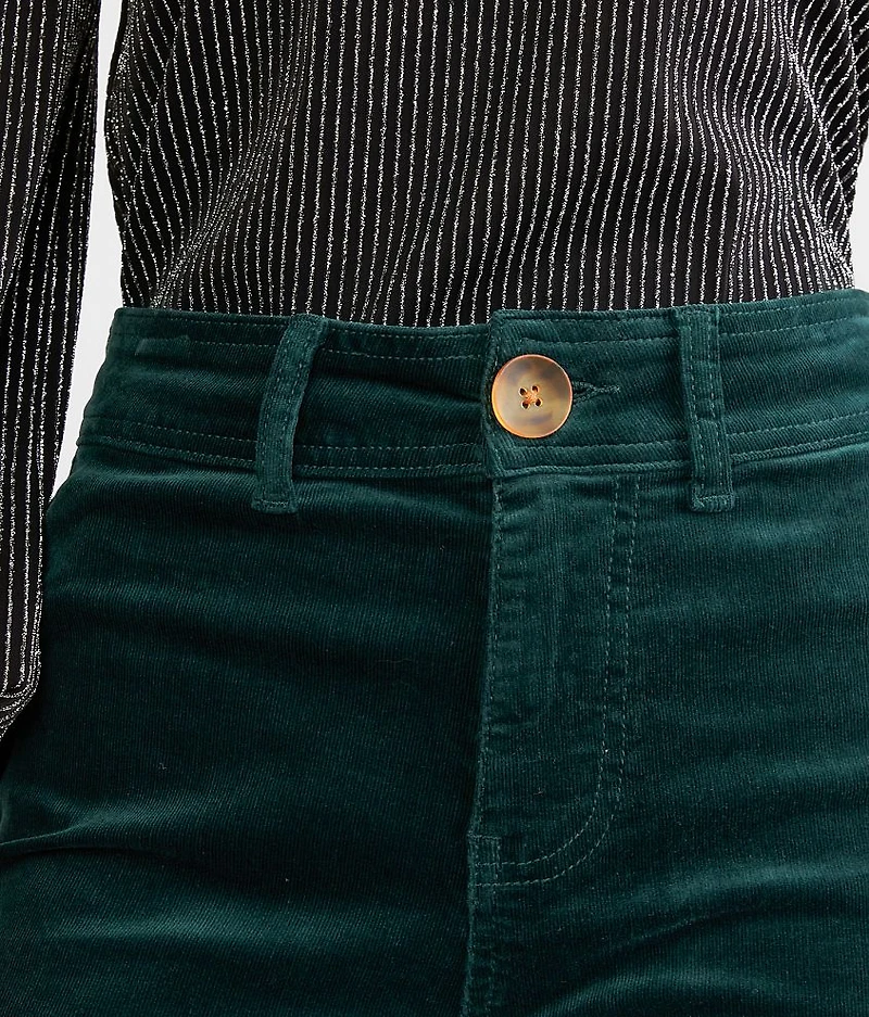 High Rise Cropped Wide Leg Corduroy Pant