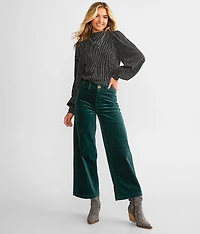 High Rise Cropped Wide Leg Corduroy Pant