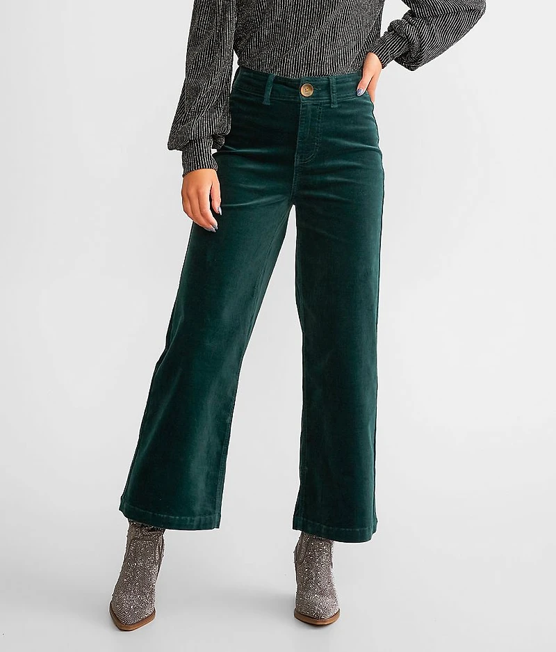 High Rise Cropped Wide Leg Corduroy Pant