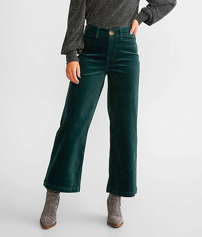 High Rise Cropped Wide Leg Corduroy Pant