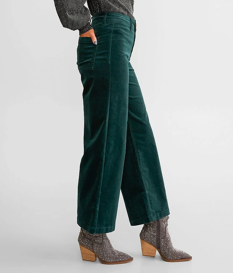 High Rise Cropped Wide Leg Corduroy Pant
