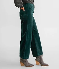High Rise Cropped Wide Leg Corduroy Pant