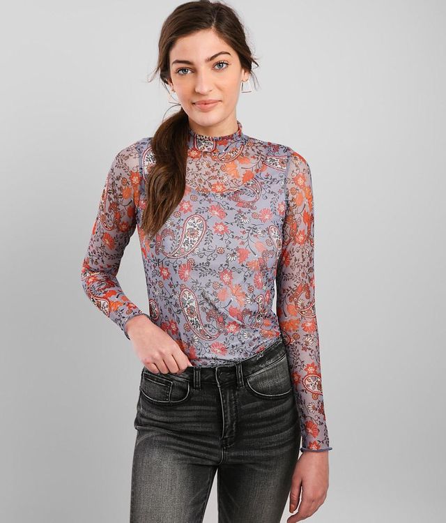 Willow & Root Paisley Floral Mesh Top