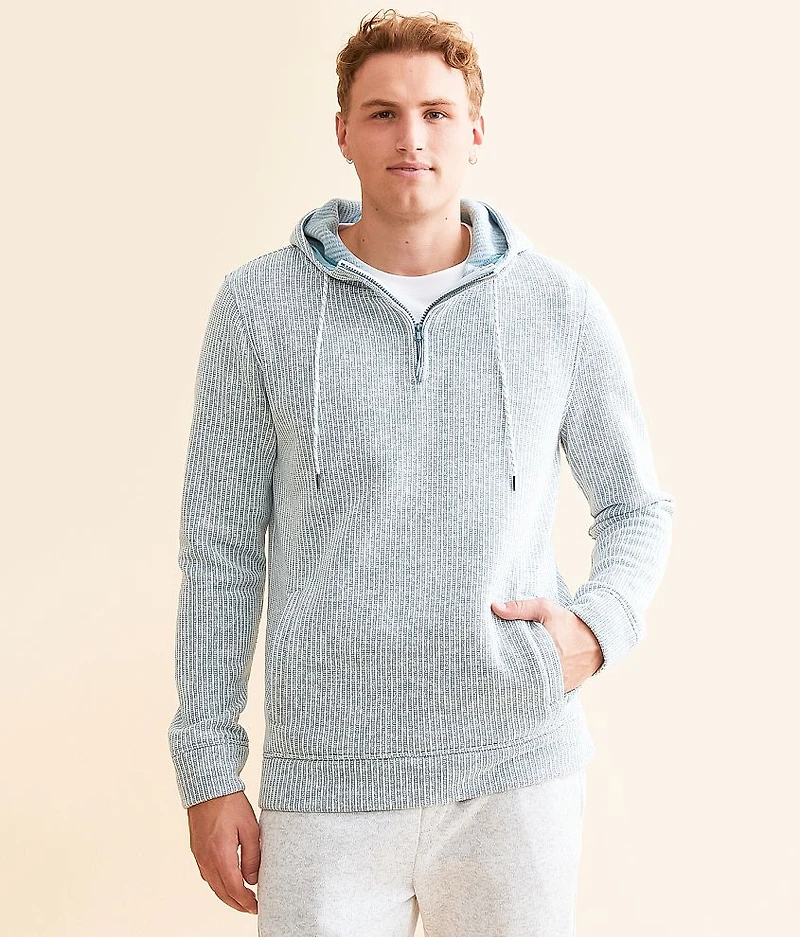 Striped Quarter Zip Hooded Sweatshirt