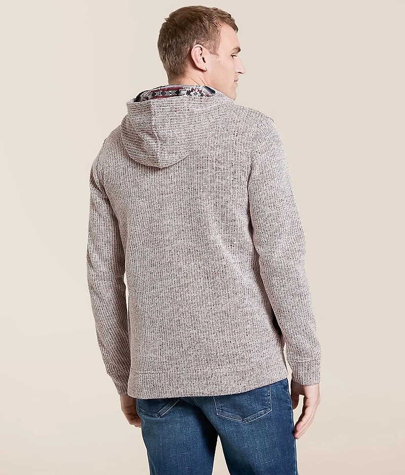 Striped Knit Hooded Henley Sweatshirt