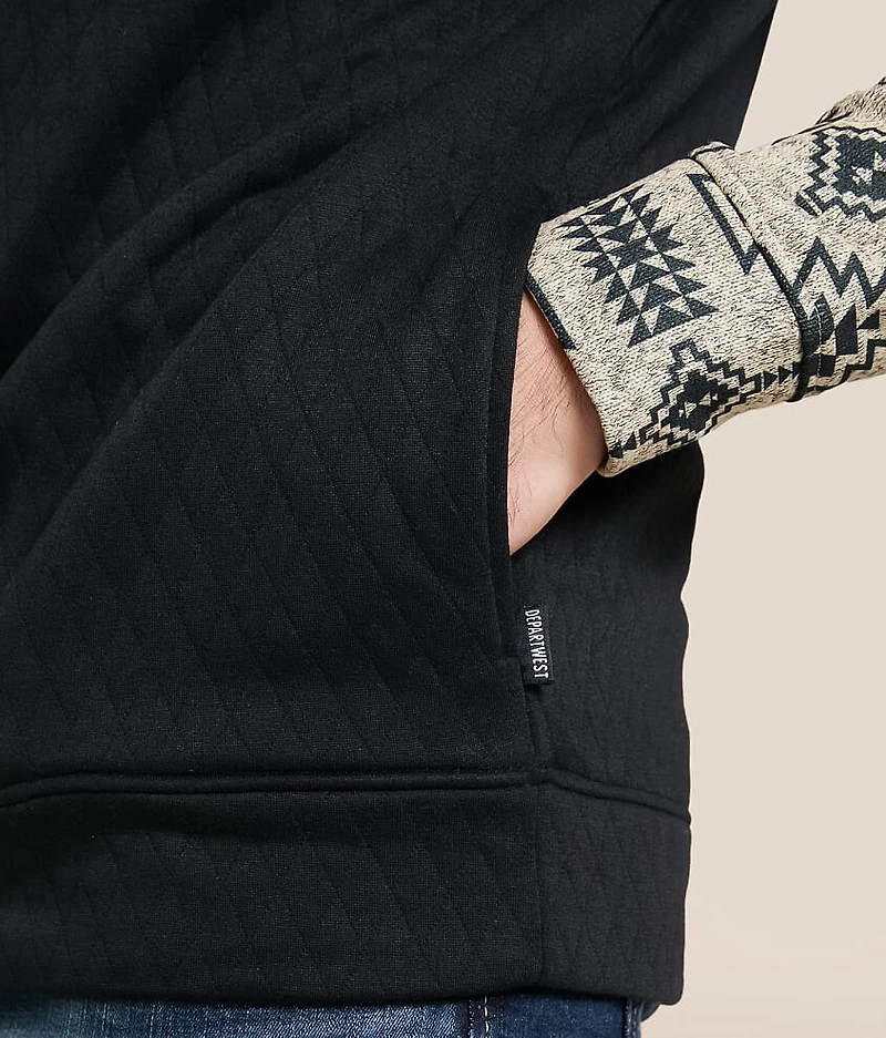 Pieced Quarter Snap Hooded Sweatshirt