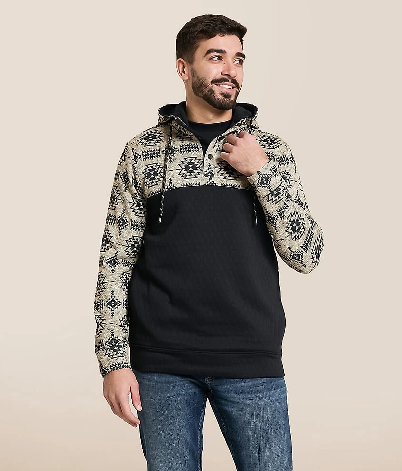 Pieced Quarter Snap Hooded Sweatshirt