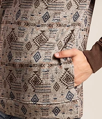 Pieced Western Henley Hooded Sweatshirt