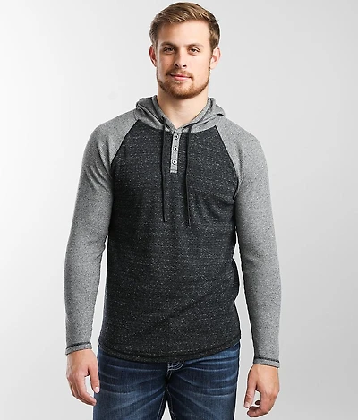 Pieced Thermal Henley Hoodie