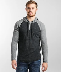 Pieced Thermal Henley Hoodie