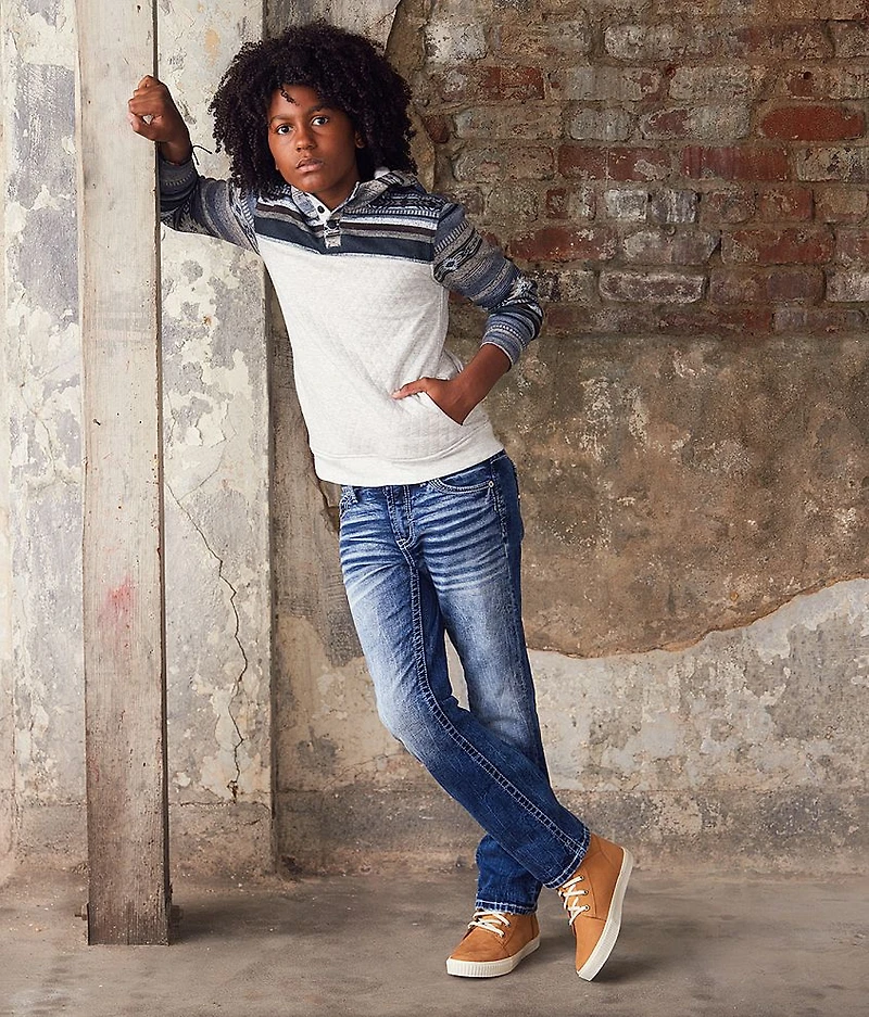 Boys - Quilted Henley Hoodie