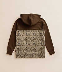 Boys - Pieced Western Henley Hooded Sweatshirt
