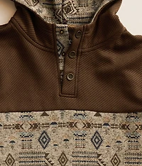 Boys - Pieced Western Henley Hooded Sweatshirt