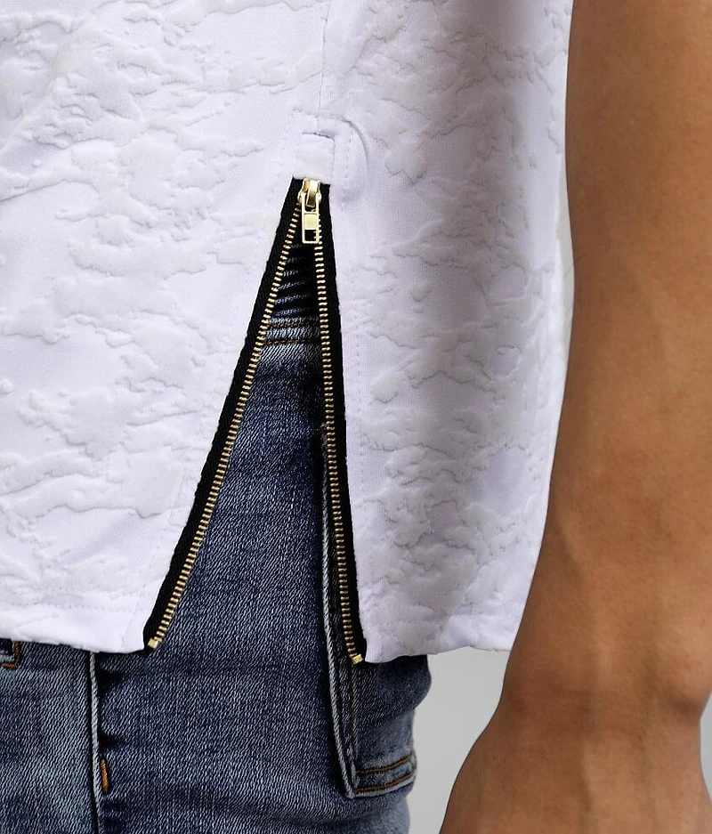 Flocked Marble Print T-Shirt
