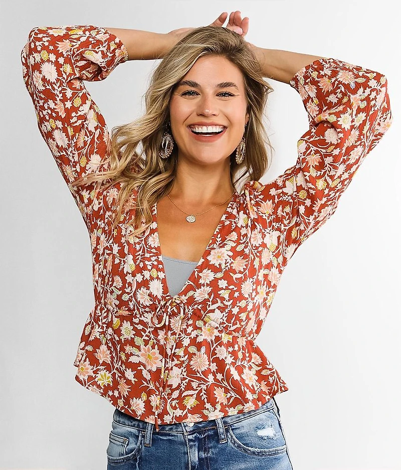 Billabong Time Goes By Cropped Peplum Top