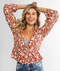 Billabong Time Goes By Cropped Peplum Top