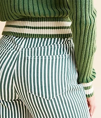 High Rise Wide Leg Striped Stretch Pant