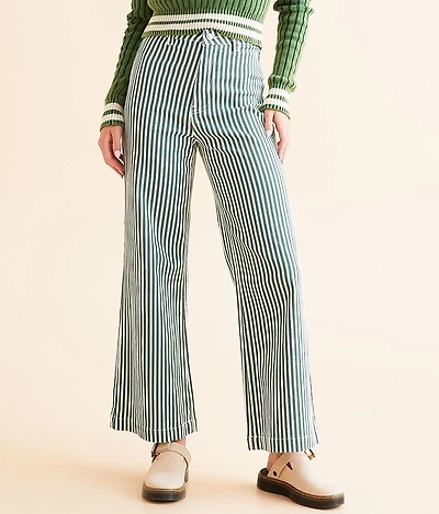 High Rise Wide Leg Striped Stretch Pant
