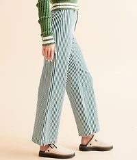 High Rise Wide Leg Striped Stretch Pant