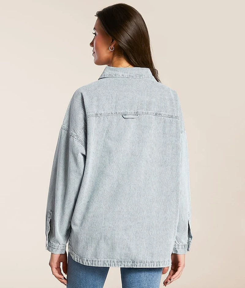 Striped Denim Oversized Shacket