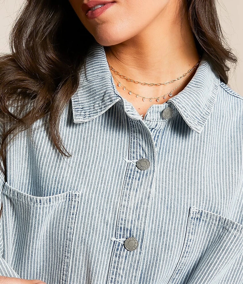 Striped Denim Oversized Shacket
