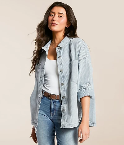 Striped Denim Oversized Shacket