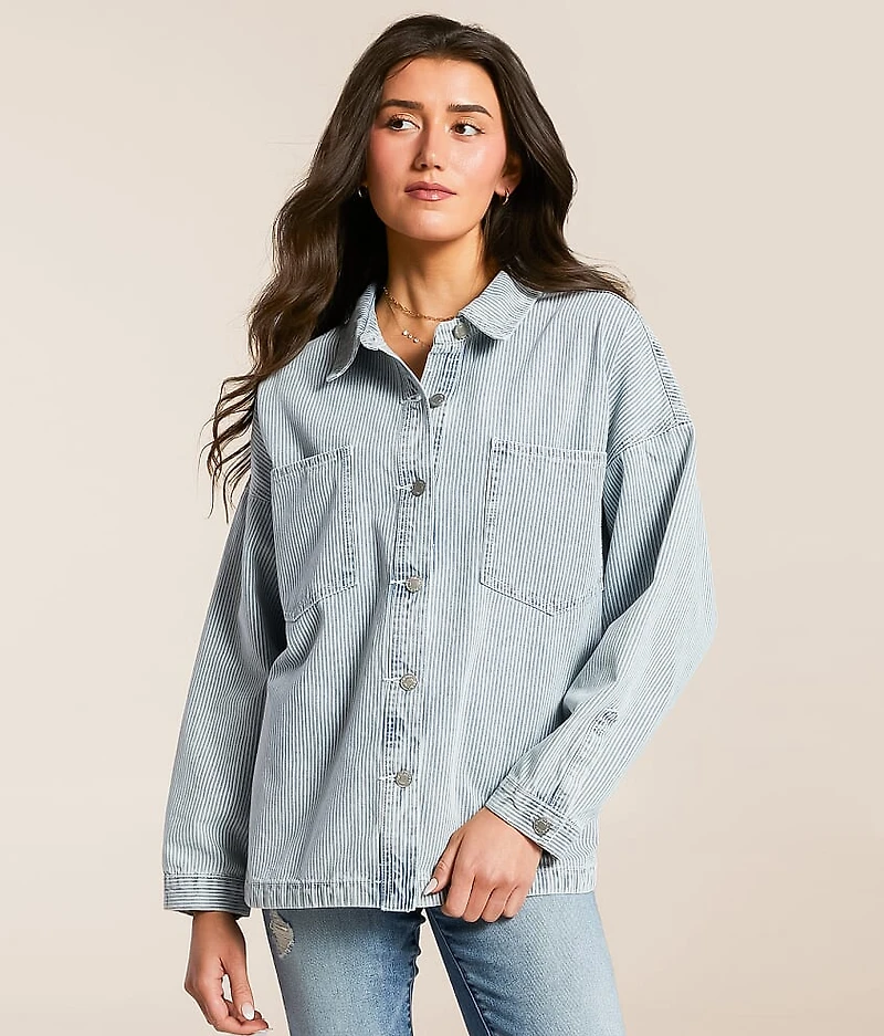 Striped Denim Oversized Shacket