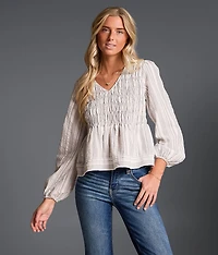 Refined Edit - Striped Peplum Top