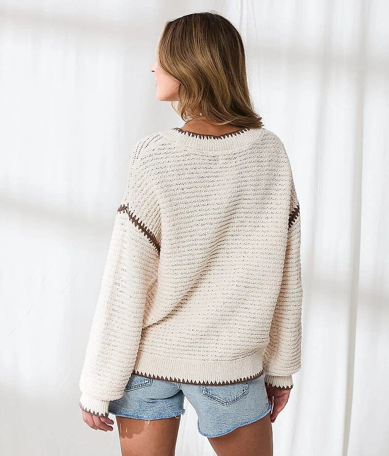 Resort Edit - Contrast Shaker Stitch Sweater