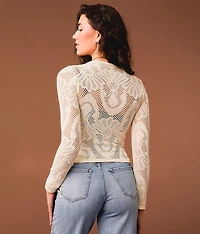 Floral Laser-Cut Cropped Top
