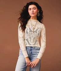 Floral Laser-Cut Cropped Top