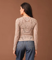 Floral Laser-Cut Cropped Top