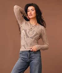 Floral Laser-Cut Cropped Top