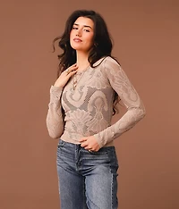 Floral Laser-Cut Cropped Top