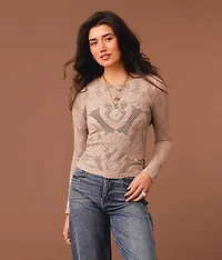 Floral Laser-Cut Cropped Top