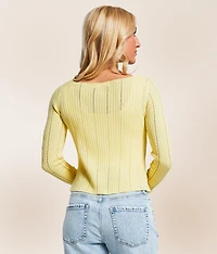 Front Tie Cropped Cardigan Sweater