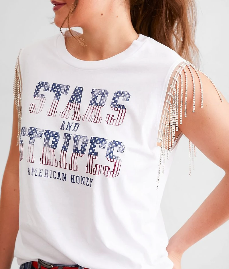 Stars & Stripes Rhinestone Fringe Tank Top