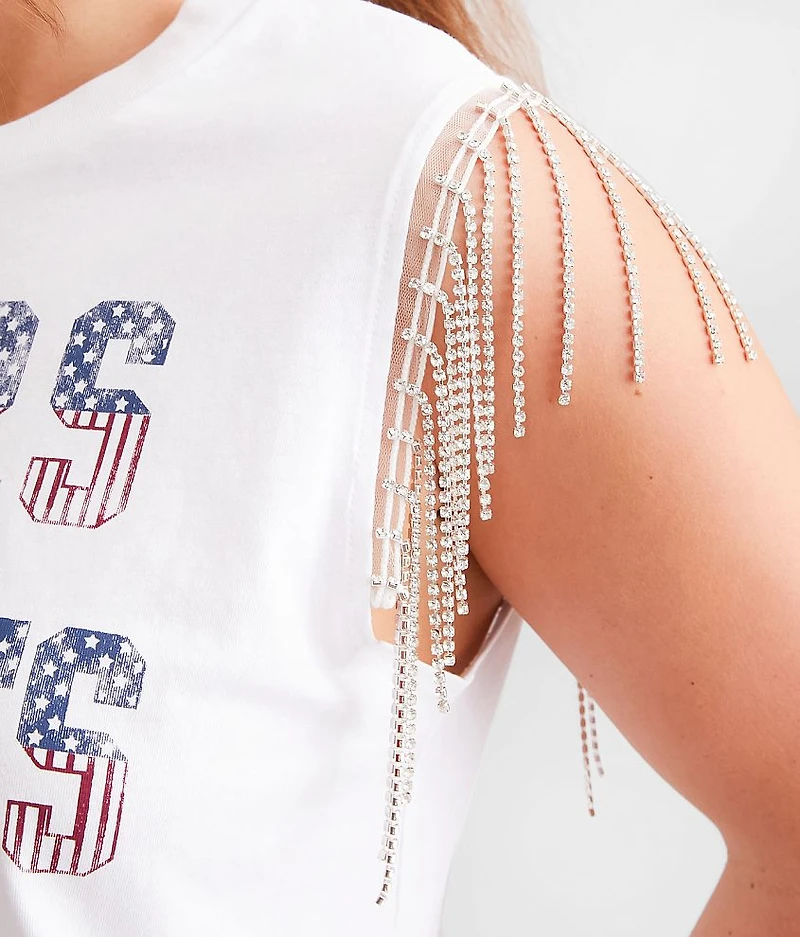 Stars & Stripes Rhinestone Fringe Tank Top